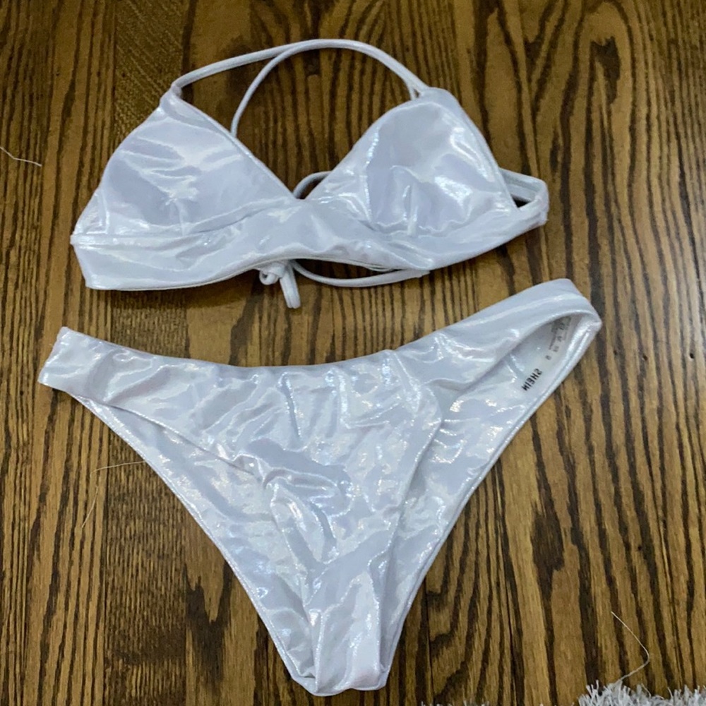 SHEIN metallic sparkle cheeky bikini